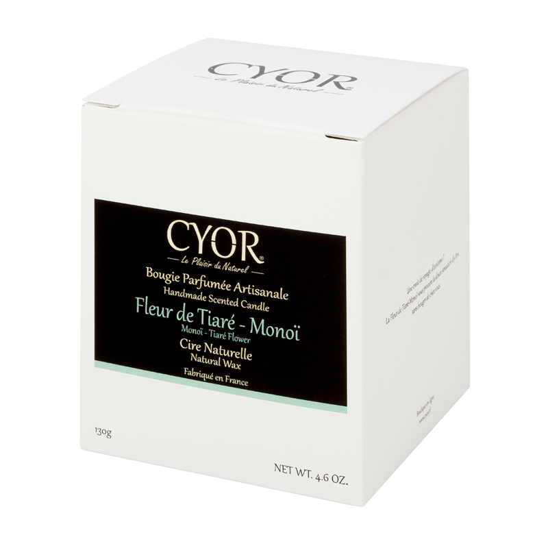Boite Bougie Parfumee Naturelle artisanale Fleur de tiare Monoi CYOR