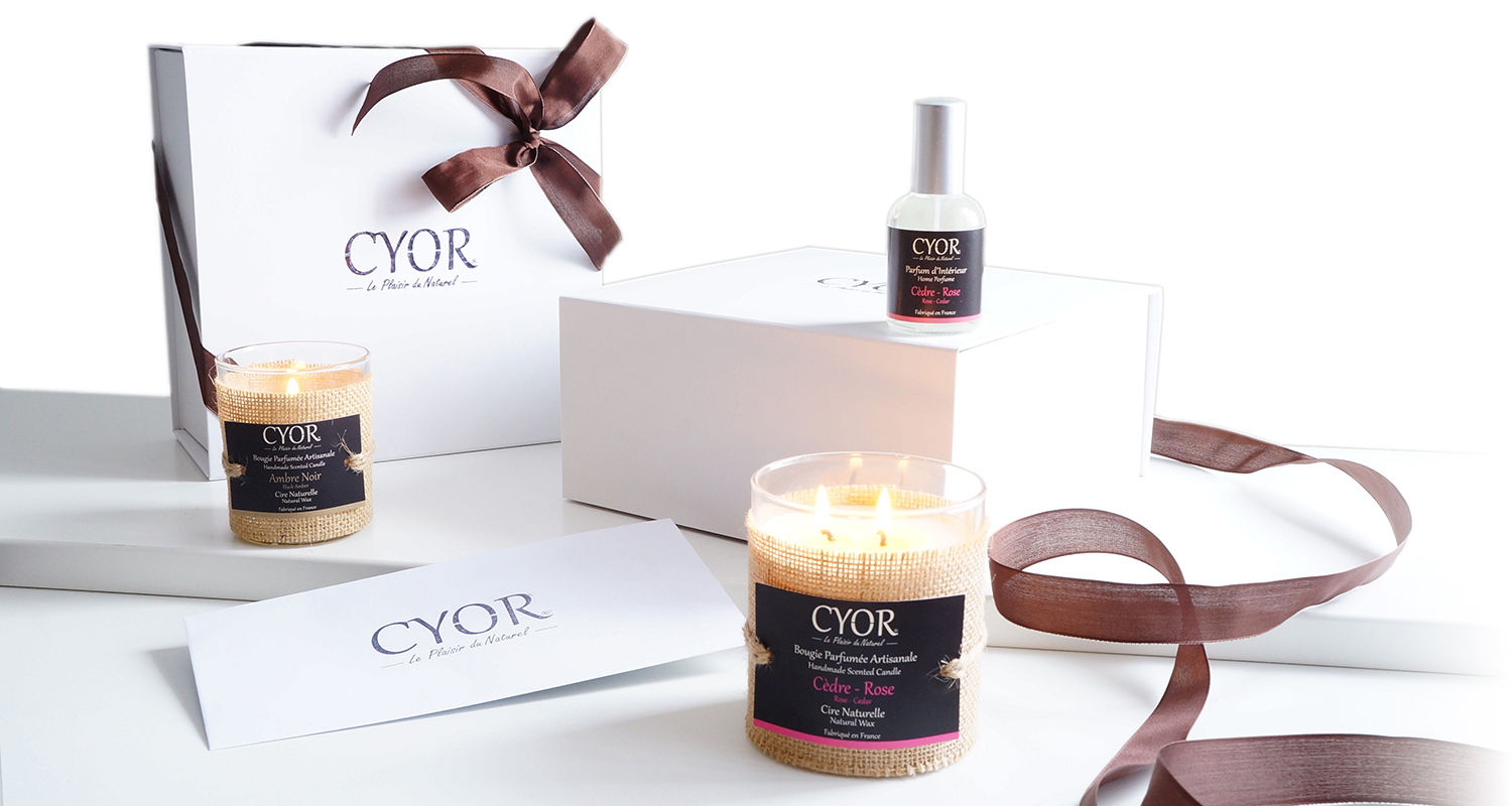 coffret cadeau bougie bio naturelle parfumee parfum ambiance cyor