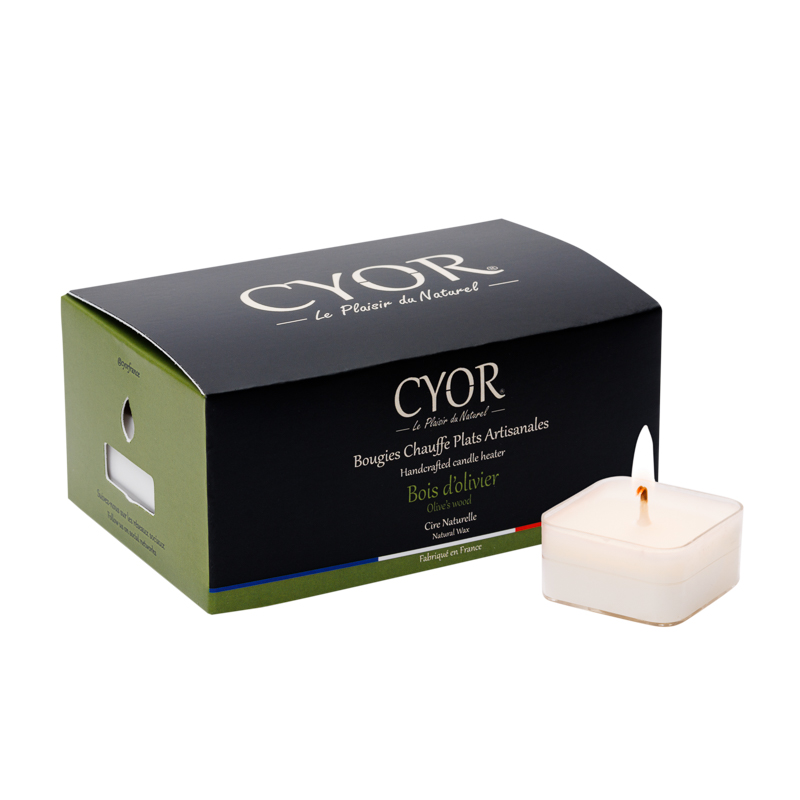Bougie Chauffe plats Bois d'Olivier