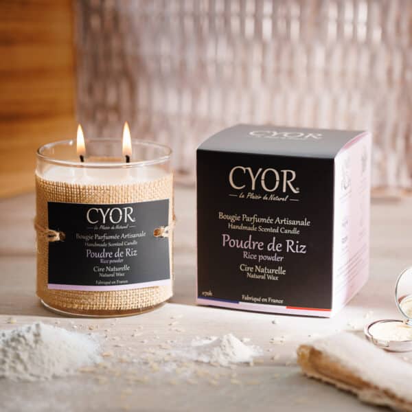 grande bougie artisanale poudre de riz